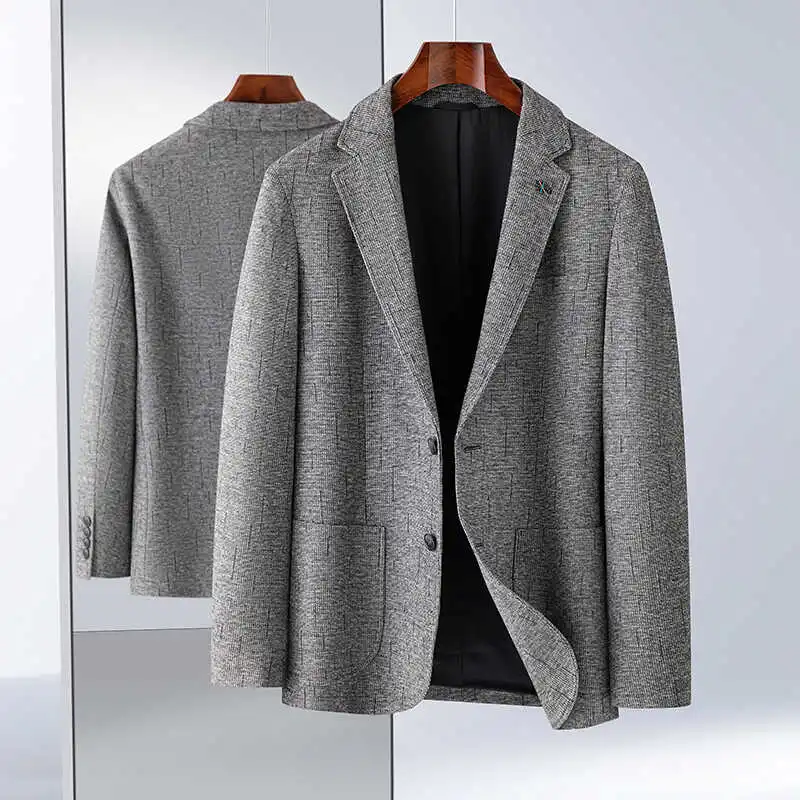 

Men's Faionable Tailored Jaet Autumn 2024 Irregular Line Design Classic Long Sve Single-Breasted Coat for Adults