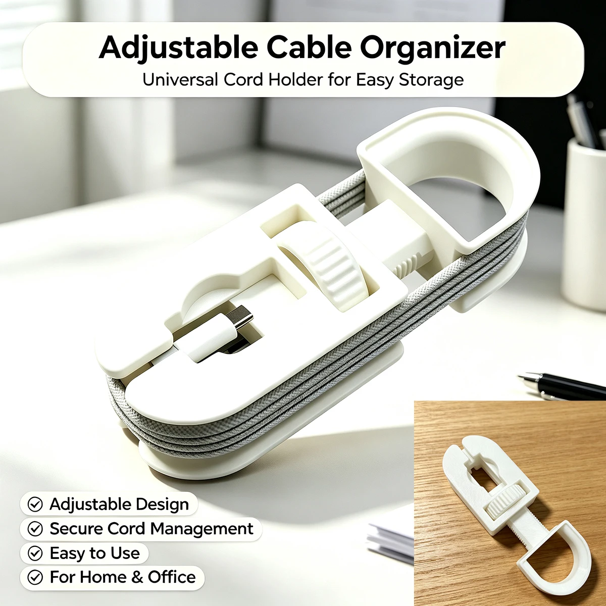 Adjustable Data Cable Storage Clip, Desktop Cable Organizer, Charging Cable Fixing Clip, Adjustable Cable Management Buckle, Home Office Cable Organizer