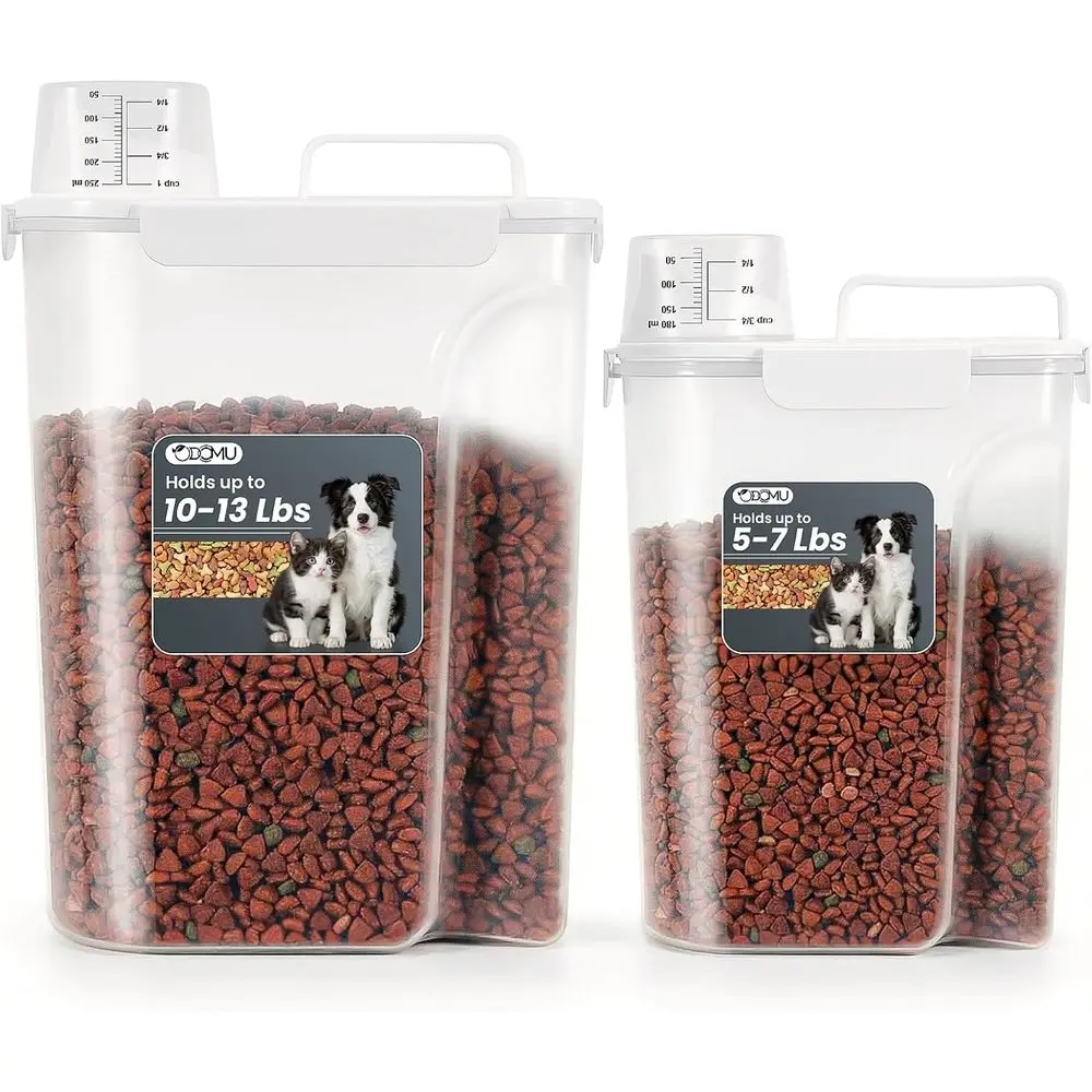 

Airtight Pet Food Container with Large Spout & Cup, BPA-free Plastic Dispenser for Pet Food, Bird Seed, Rice - Large 2 Pack