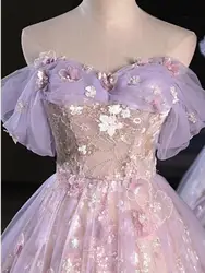 NA22 Abiti da sera formali principessa lilla di lusso personalizzati con spalle scoperte in pizzo dolce 15 16 abito da ballo di compleanno Quinceanera