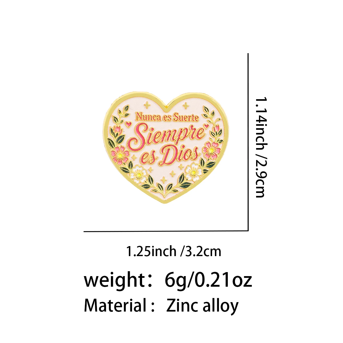 Nunca es Suerte  Siempre es Dios Enamel Pin Spanish Quotes Brooch Pines Lapel Pins Badge on Backpack Funny Jewelry Friends Gifts