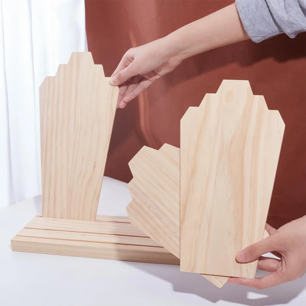 Removable Displays Wood Plank Necklace Storage Holder Bust Easel Jewelry Display for Necklaces Rings Storage Blanched Almond - view 3
