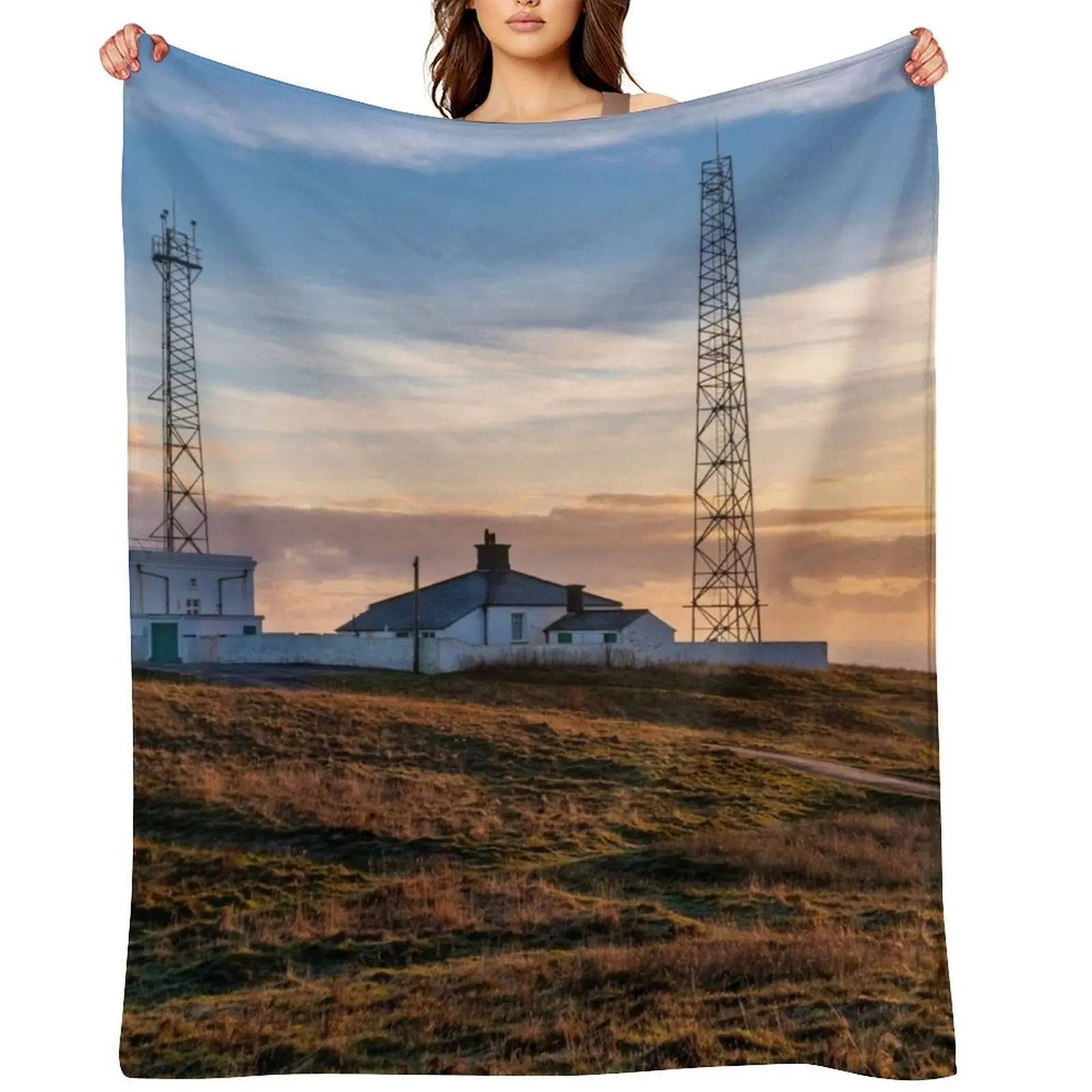 

Flamborough Head Yorkshire Throw Blanket Flannel Fabric Multi-Purpose decorative Bed covers Blankets