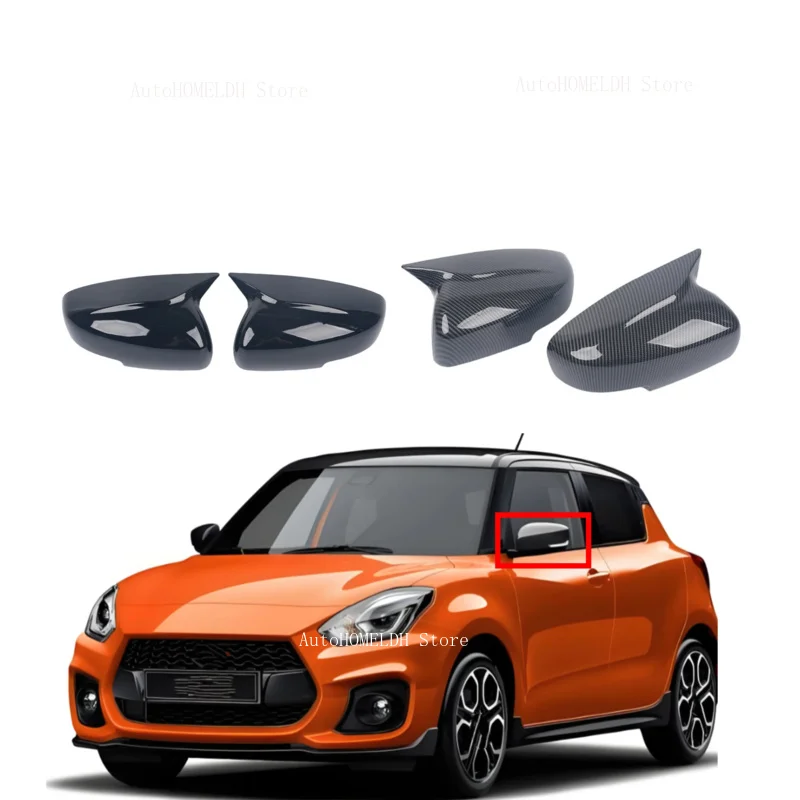Rearview Side Mirror Cover For Suzuki Swift 2018 2019 2020 2021-2025 Carbon Fiber Wing Cap Car Exterior Door Rear View Case Trim