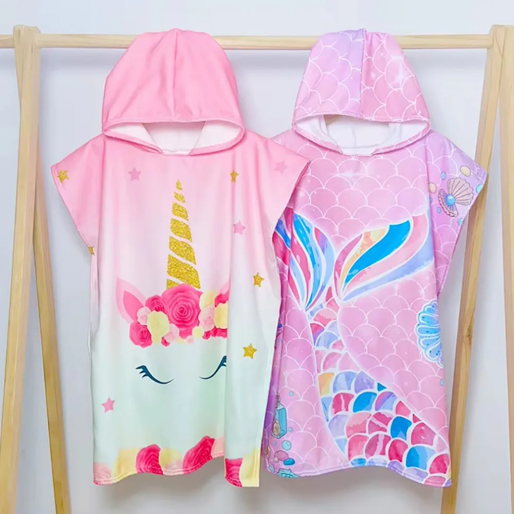 Children's Hooded Towel with Zipper Sleeveless Robe Swimming Changing Clothes Bathrobe Pijama Style Home Living Towel Set