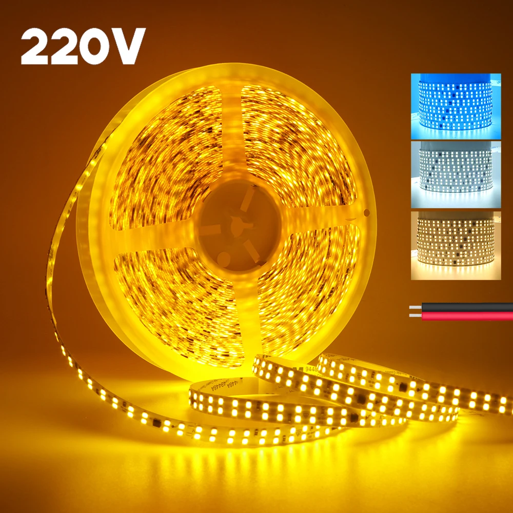 240LED/s 5m 10m 20m LED Strip Light Warm White Ice Blue Yellow 220V 230V 2835 Double Row Flex LED Ribbon Tape IP44 IC Lighting