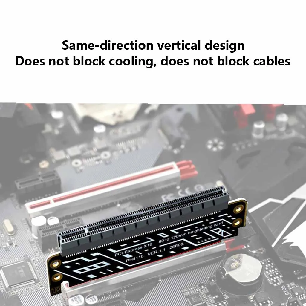 PCIe X16 Straight Vertical Heightening Adapter 80mm To 120mm PCIE 4.0 Bracket Converter For 1U Server Graphics Card Capture Card