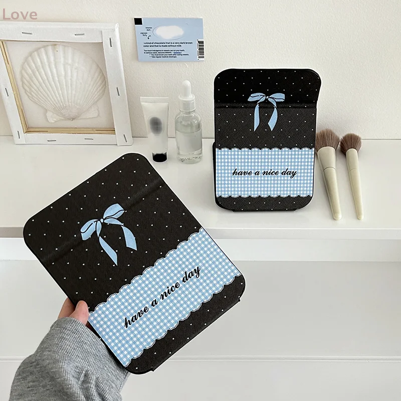 

Bowknot Desktop Makeup Mirror Simple Portable Foldable Mirror Student Compact Cute Pocket Mirror Travel Mirror Beauty Tools