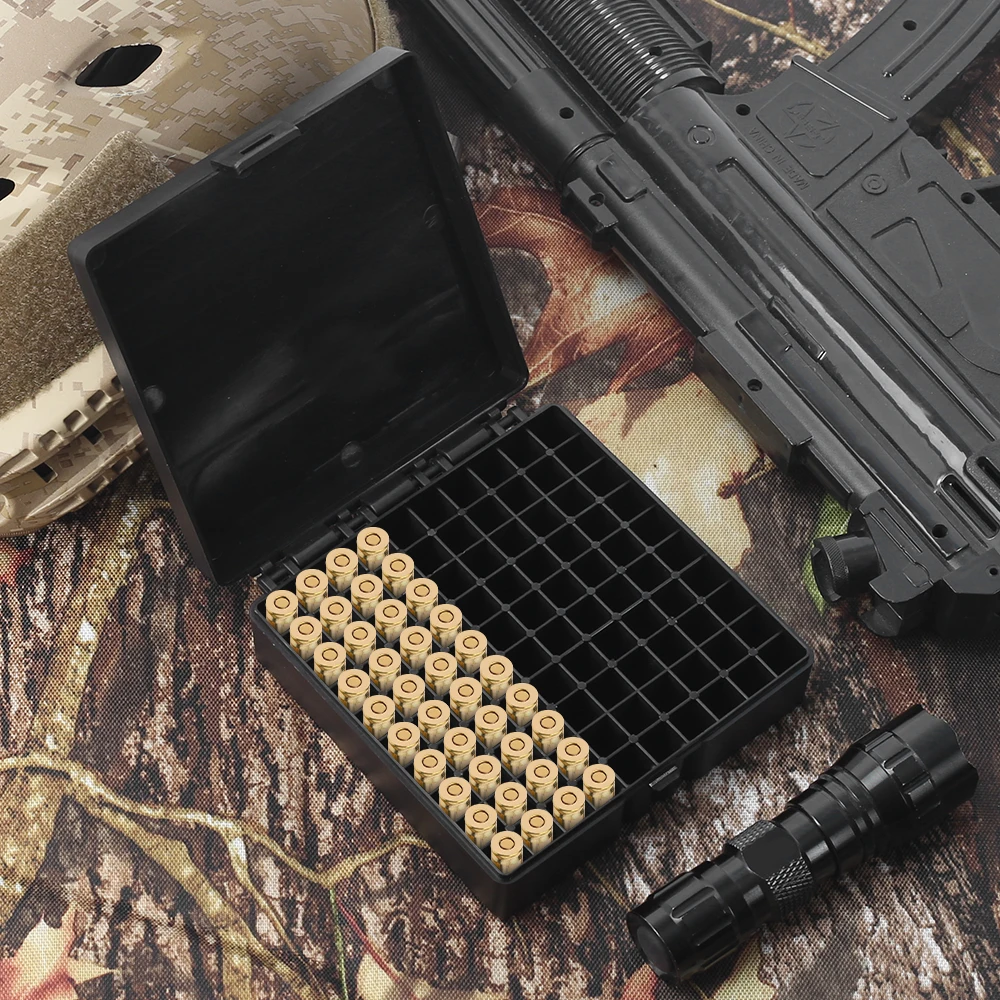 9mm/.223/.38Super Ammo Box 50/100 Rounds Tactical Pistol Rifle Cartridge Storage Box Airsoft Shotgun Bullet Shell Holder Case