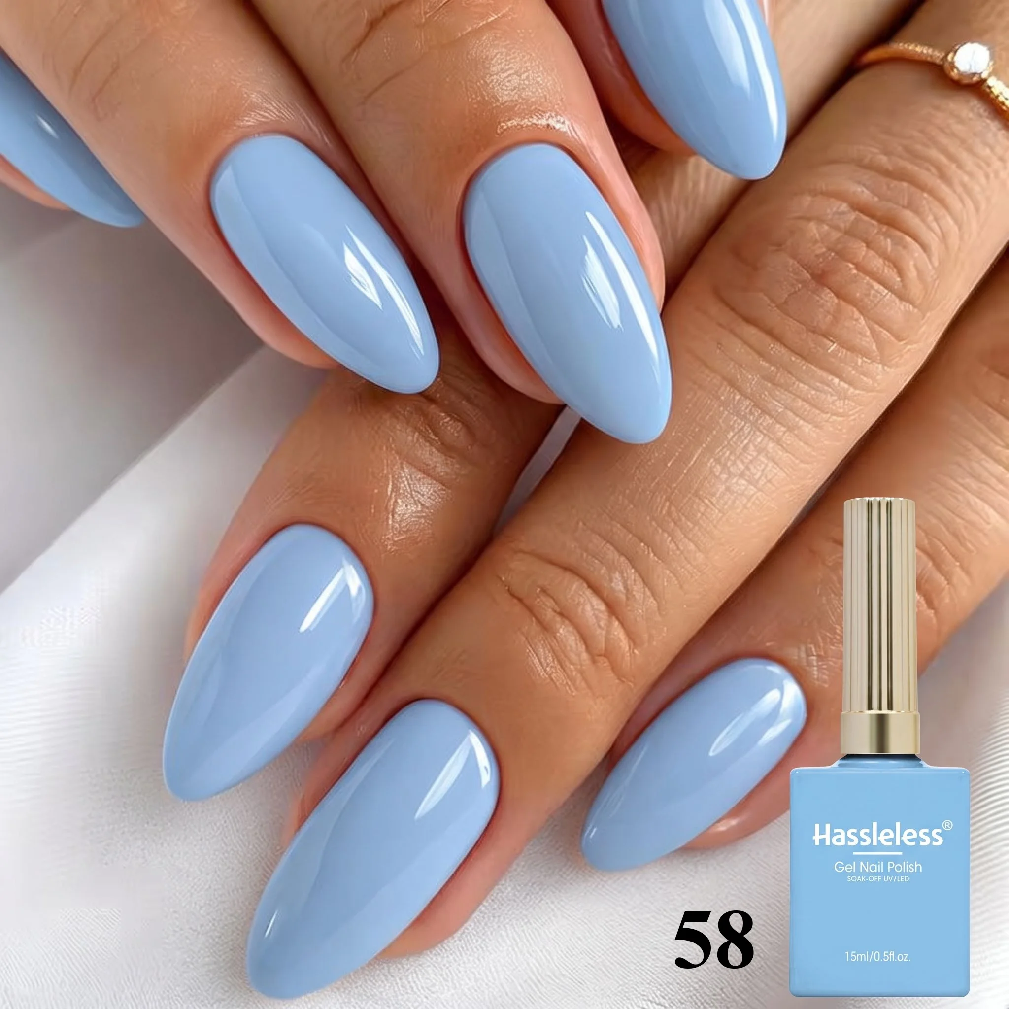 Vernis gel sans tracas 0,5 oz, 1 flacon. Cadeau incroyable. Clair et brillant. Gel bleu ciel amovible. Spécialement conçu pour les manucures en salon ou à domicile. Qualité exceptionnelle