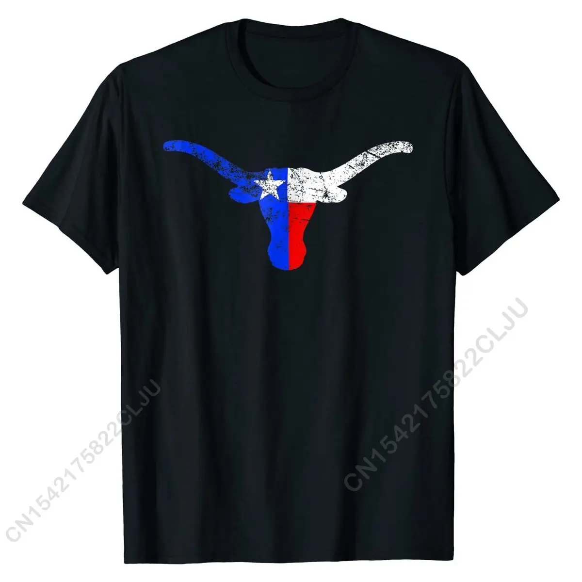 Texas Flag Longhorns Skull - TX Long Horns T-shirt Men Cheap Street Tees Cotton Tshirts Simple Style