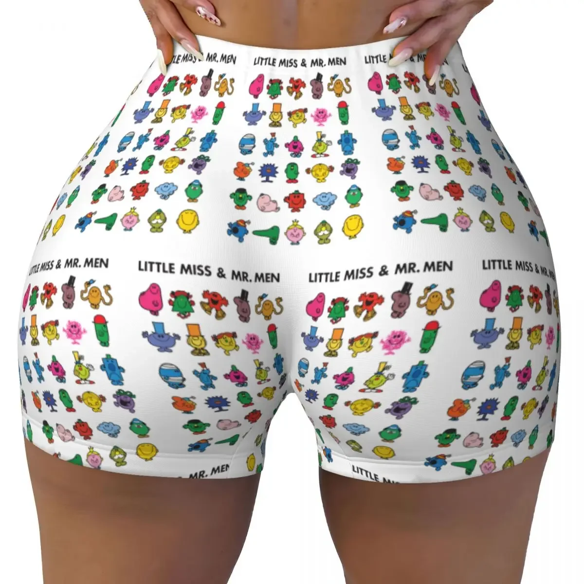 Custom Little Miss And Mr. Men Women Gym Workout Running Shorts Athletic Volleyball Biker Yoga Shorts