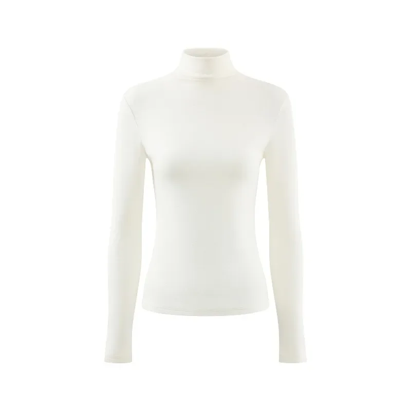 Wool Turtleneck Knit Top Women Slim Long Sleeve Base Layer Soft Stretch High Neck Sweater Elegant Minimalist Innerwear Autumn