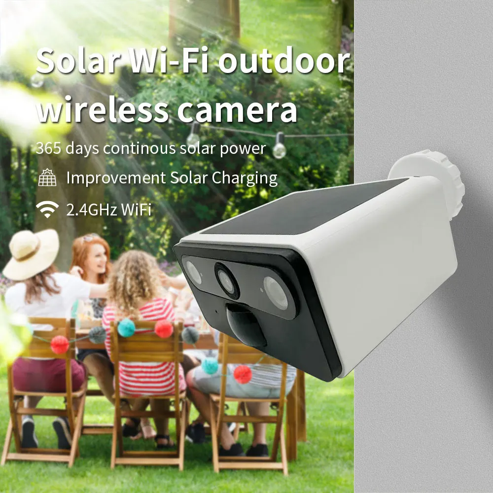 2K Tuya Solar Security Camera Wireless Outdoor WiFi Home Battery Camera Surveillance UHD 1080P Color Night Vision PIR Alert Cam