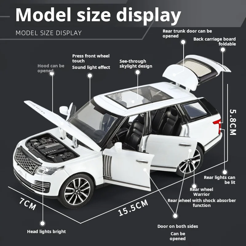 LICENIDO 1:32 Range Rover 50 aniversario aleación Diecast Metal vehículo sonido luz tirar hacia atrás una pieza coleccionar juguetes de decoración
