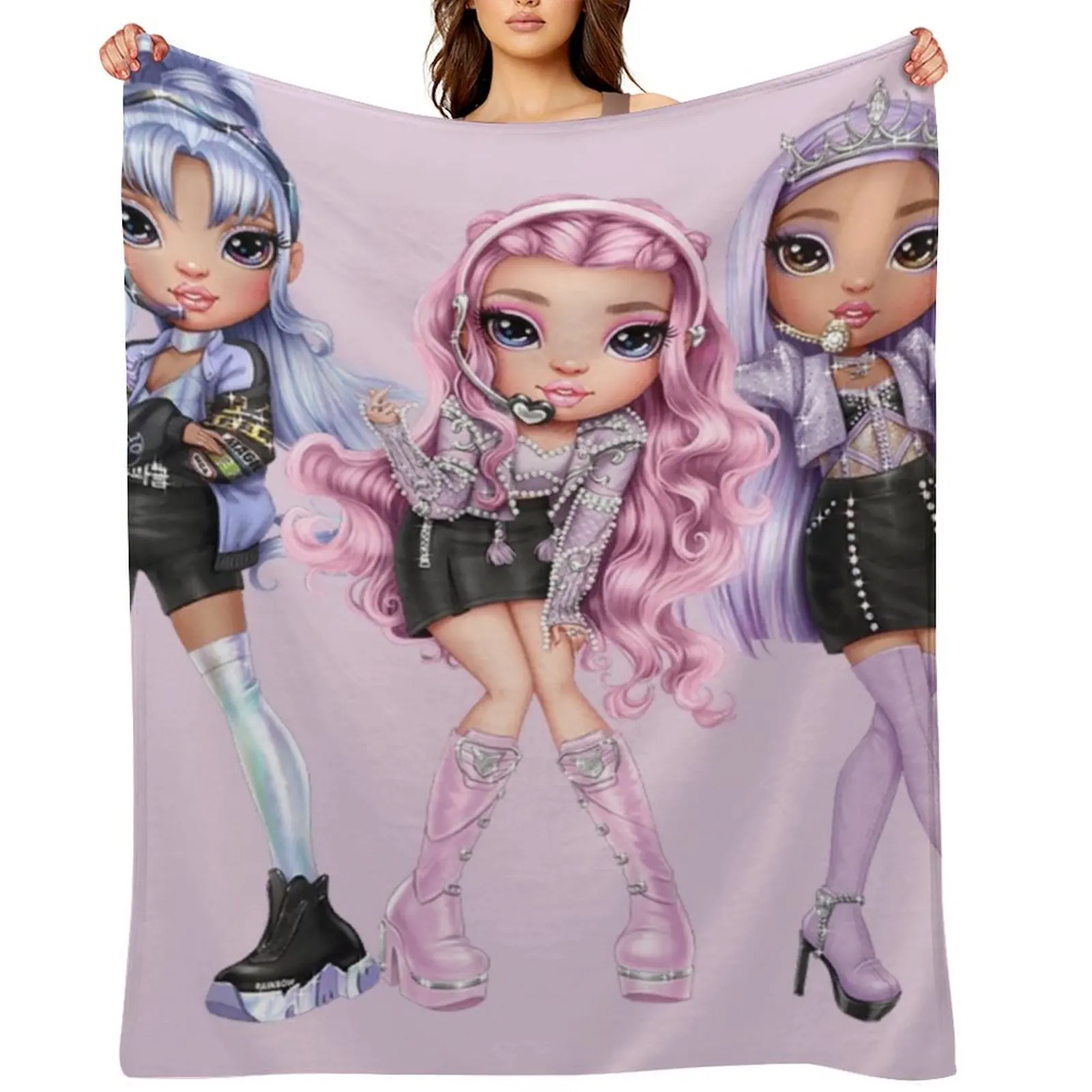 Rainbow High Seoul Select Royal Three Throw Blanket Loose Hairys blankets ands Multi-Purpose Blankets