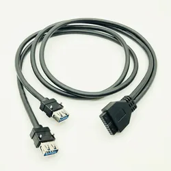 Cable de Panel frontal USB 3,0, conector USB 3,0 de alta velocidad de 20 pines a puertos duales, Hub USB3.0 con pie fijo para PC y ordenador