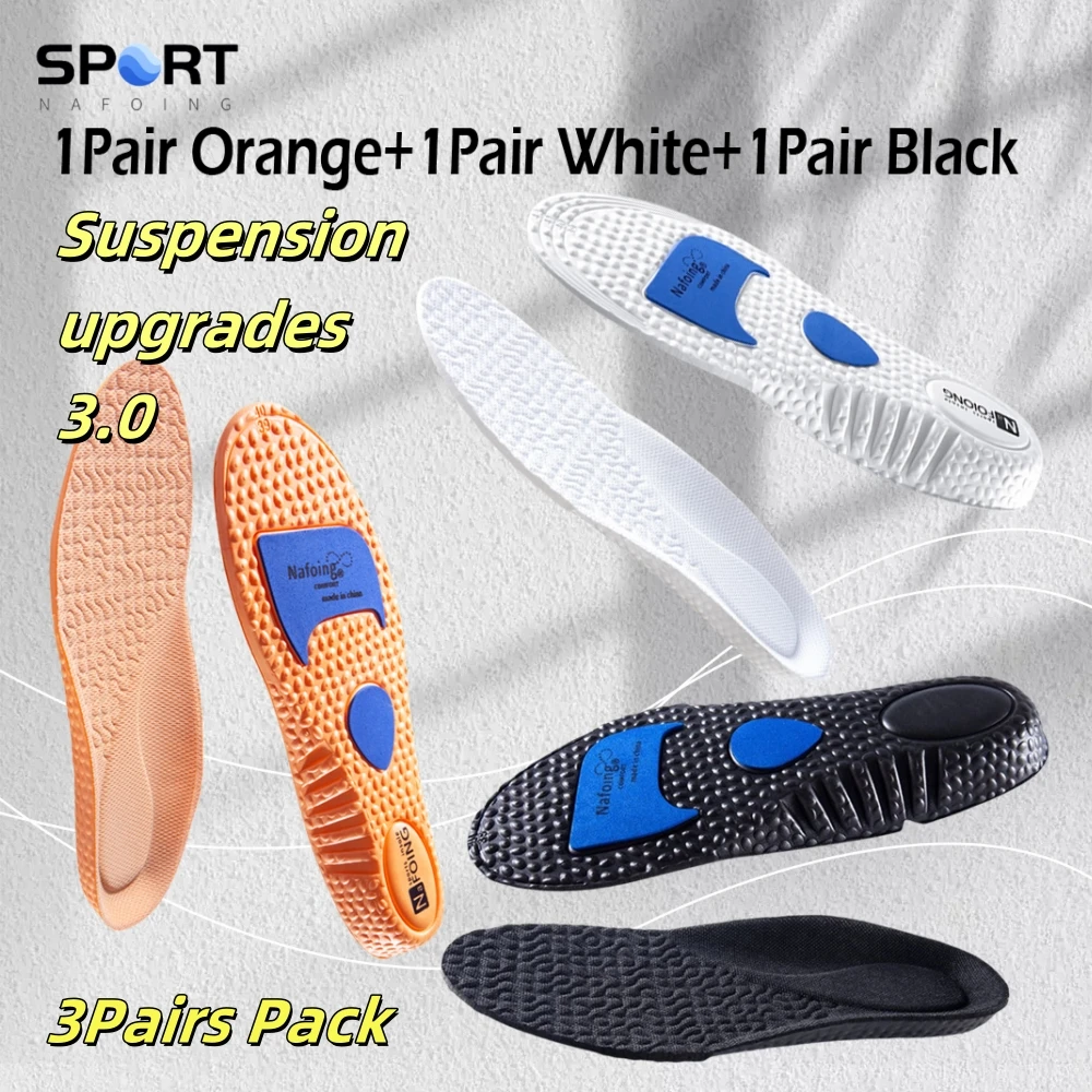 Plantilla deportiva mejorada con absorción de impacto, espuma viscoelástica de PU, soporte de arco transpirable, almohadilla para zapatos ortopédicos para hombres y mujeres, cuidado de los pies, 3 pares