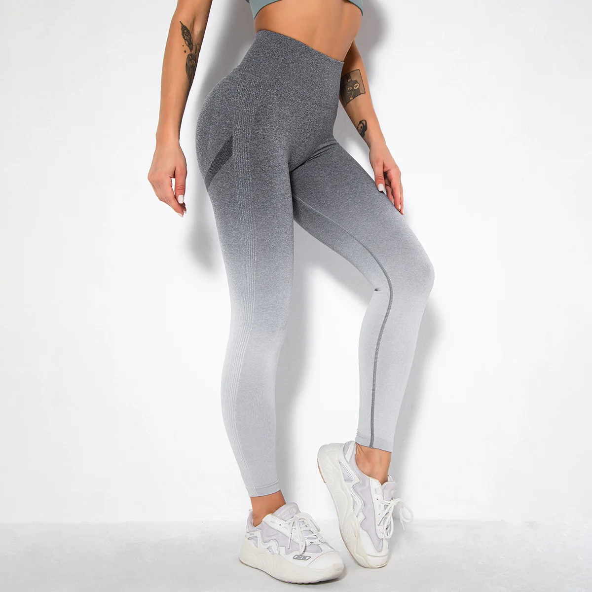 Women Arch Yoga Leggings Seamless Gradient Color Push Up High Waist Workout Gym Sports Leggin Mujer Tights Pants Elastic