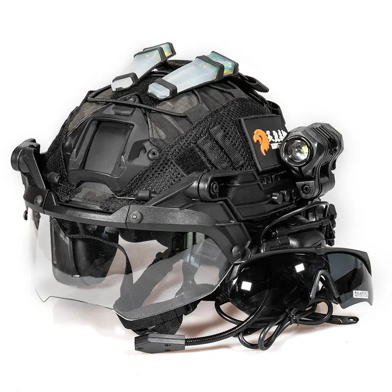 

FAST Tactical Helmet with Flip Visor Set Engineering Protective Action Helmet Airsoft Training Gear Military COS Safety Cap