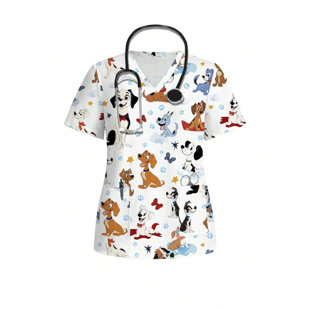 병원 티셔츠 캐주얼 짧은 소매 사랑 애완 동물 의사 작업복 의료 스크럽 간호 유니폼 외과 최고 약국 작업 의류