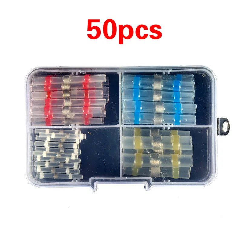 50pcs Welding Sealed Wire Connector Waterproof Heat Shrinkable Butt Joint Wire Terminal Insulation Butt Joint