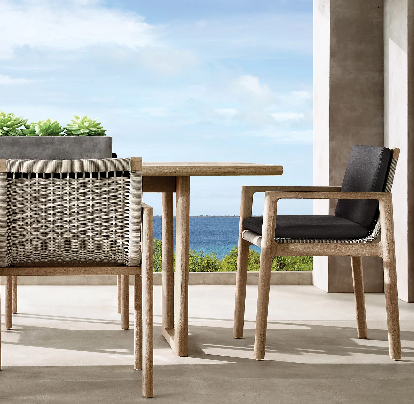 # Patio Wooden Furniture Rattan Weaving Comfortable Seat Solid Teak Outdoor Dining Set