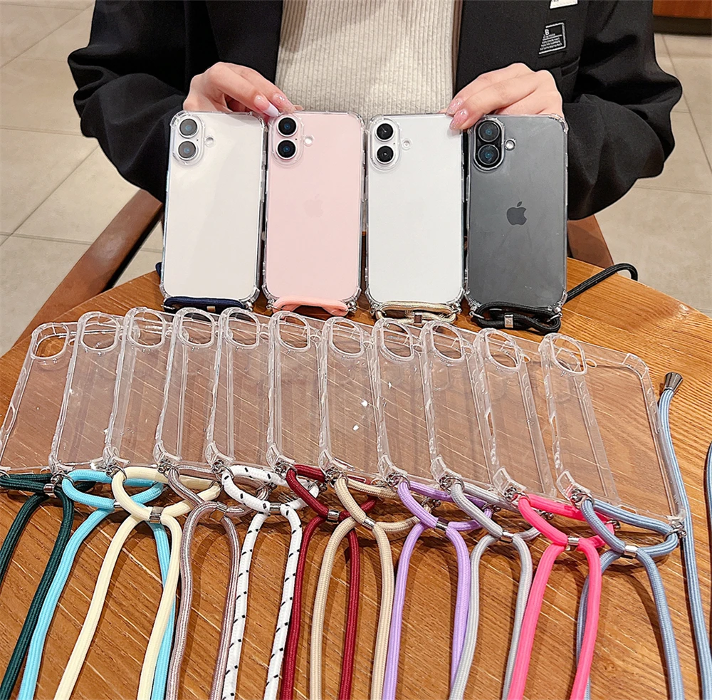 Crossbody-Lanyard-Klarsicht-Handyhülle für iPhone 18 17 16 15 14 13 12 11 Pro Max XR Xs 7 8 Plus Stoßfeste Silikon-Soft-TPU-Hülle – Detail 2