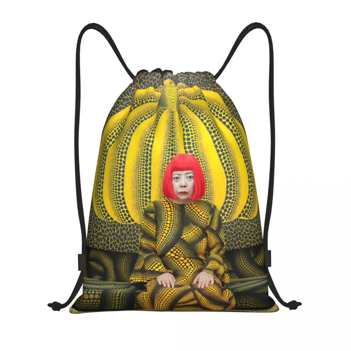 

Custom Yayoi Kusama Drawstring Bags Men Women Lightweight Pumkin Abstract Painting Sports Gym Storage Backpack