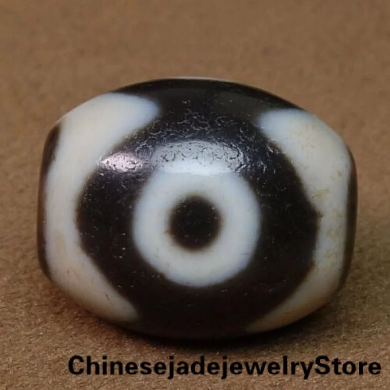 

Ancient Tibetan DZI Beads Old Agate Darlow 3 Eye Amulet Pendant Necklace GZI