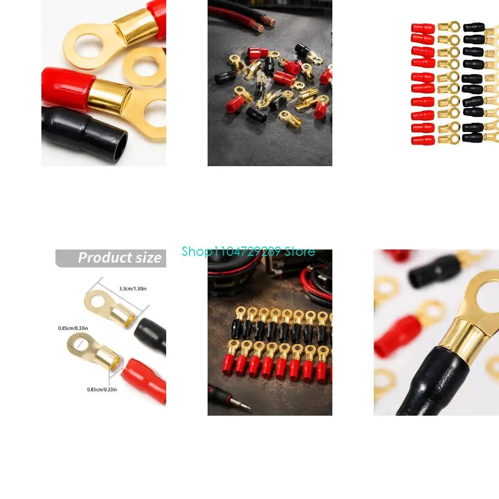 D8KE Car Stereo Wire Terminals with Circular Eyelets for 4 AWG Cable