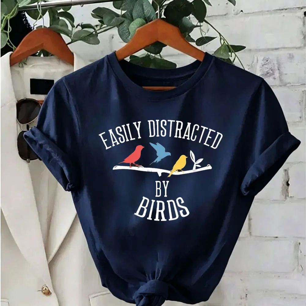 Bird Watching T-Shirt Bird Watching Gifts Bird Lover Gift Short Sleeve Tee Animal Prints Tees Nature Lover Tops Loose Clothes