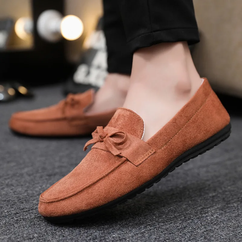 Spring casual shoes men's cloth shoes men's one foot lazy shoes Korean version trendy suede canvas shoes