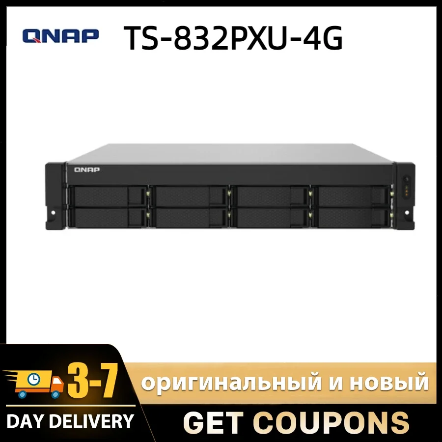 QNAP TS-832PXU-4G 8-Bay 4GB DDR4 RAM 2 x 2.5GbE RJ45 NAS Enclosure NAS Enclosure Network Cloud Storage Server