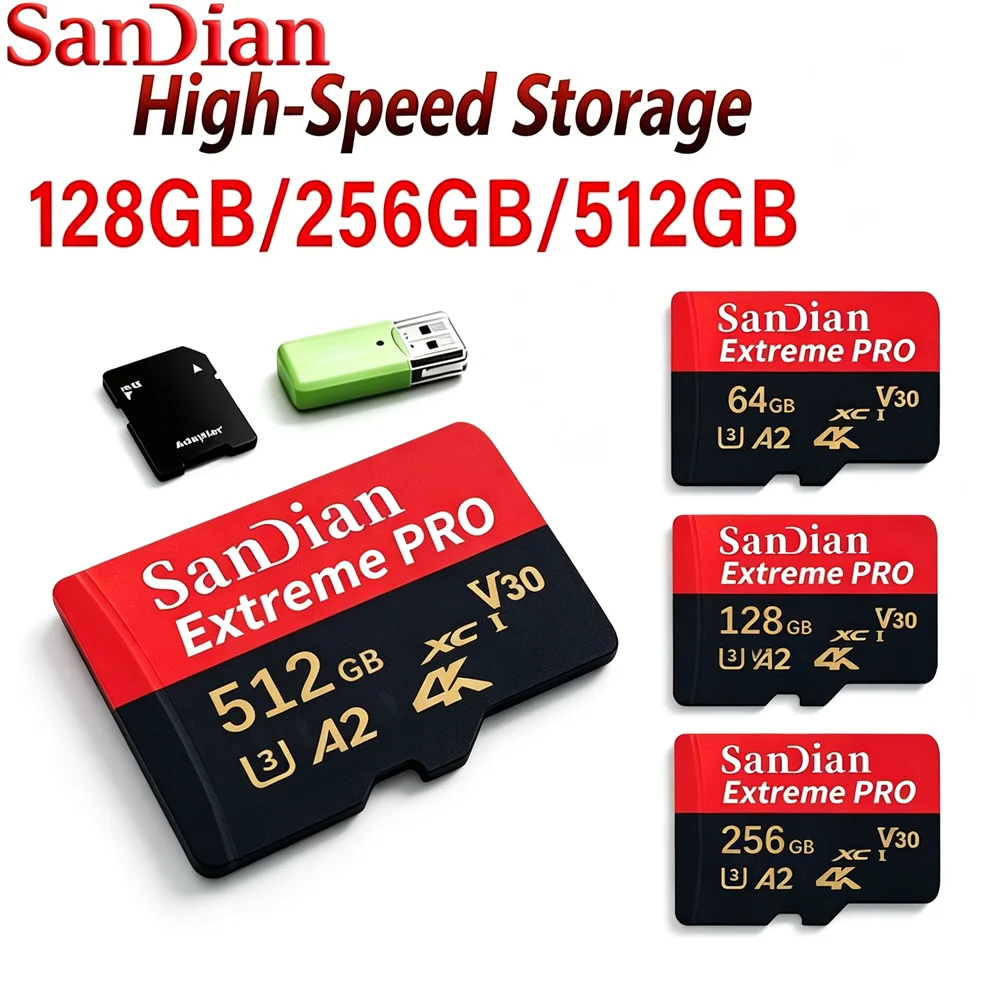 Memory Card 64GB 128GB 256GB 512GB SD Card Micro TF SD U3 V30 A2 Class 10 Hot Sale for Steam Deck Switch Gaming Expansion
