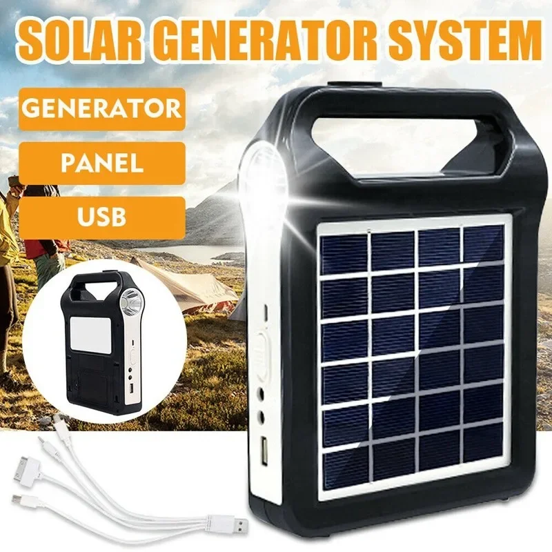 6V Power Storage Generator System Portable Solar Panel USB Charger With Lamp Lighting Home Solar Energy System Kit Rechargeable