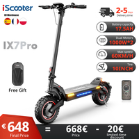 iScooter ix7pro 2000W Dual Motor electric scooter APP control 60km/h 17.5AH 10 inch Off-road tire Foldable electric scooters