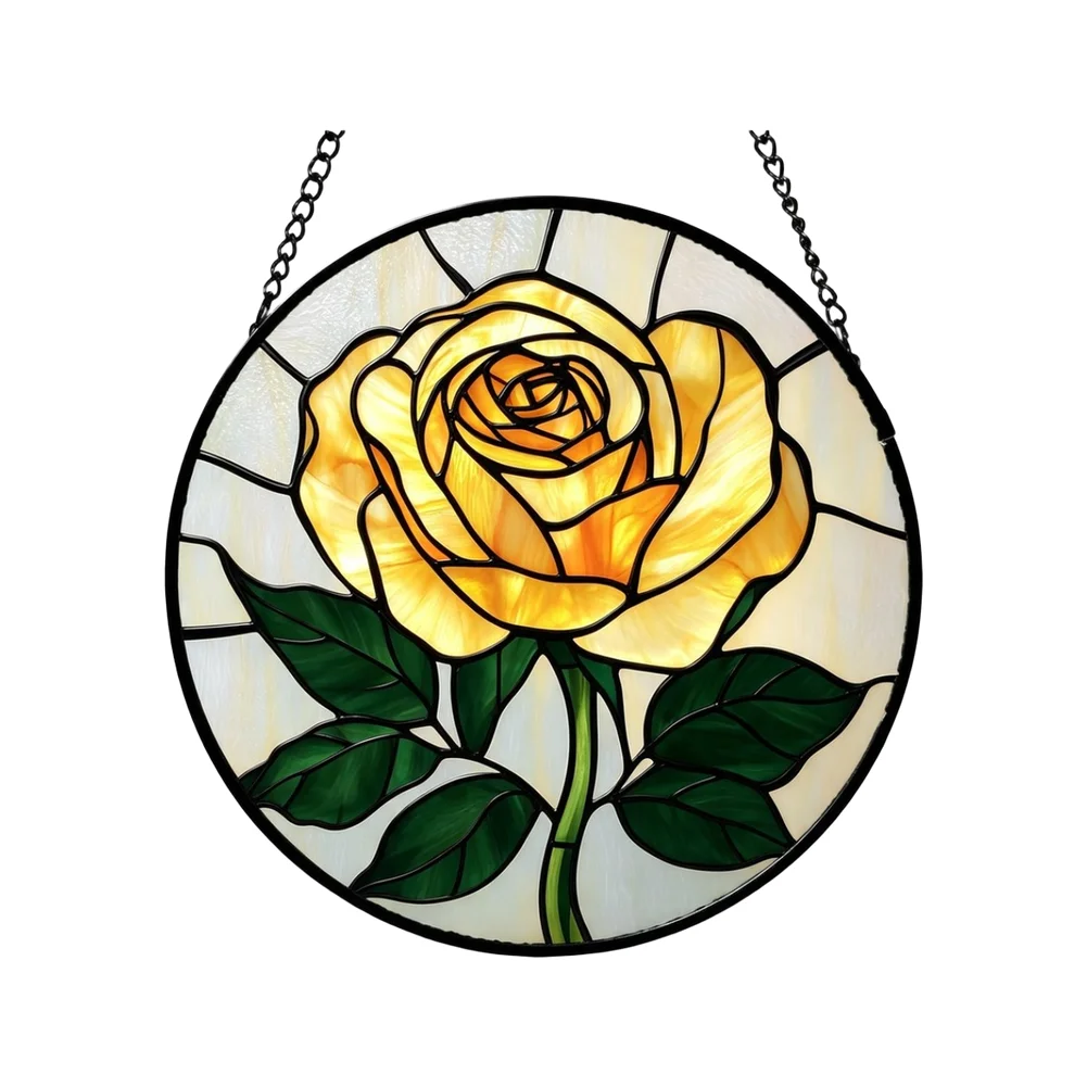 Rainbow Sunlight Reflector Yellow Flower Window Hanging For Sunny Window Display Intricate 3d Patterns Dazzling Rainbow Effects