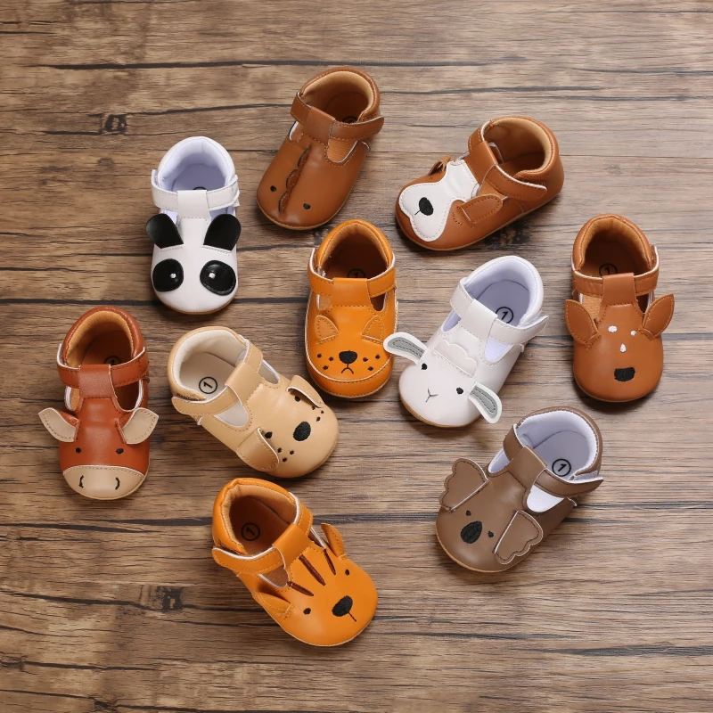 Spring and Autumn Baby Boys and Girls Cute Animal Print Casual Sports Shoes with Rubber Sole Lightweight Walking Shoes