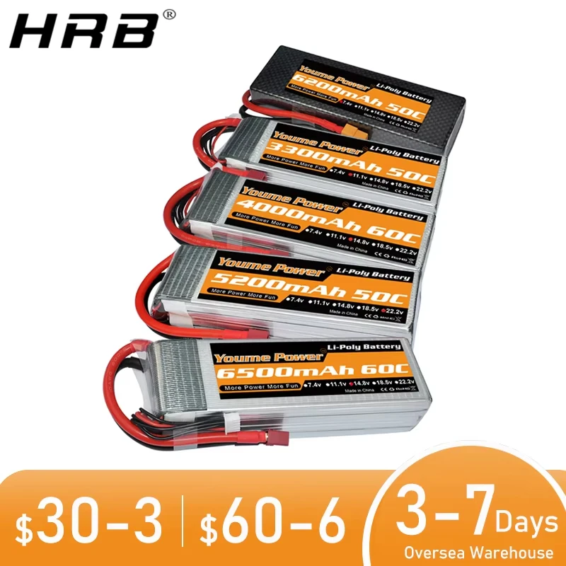 Youme 2S 3S 4S 6S RC Lipo Akku 7.4V 11.1V 14.8V 22.2V 3300mAh 4500mAh 5200mAh 6200mAh 6500mAh T XT60 Hartschalen-RC-Teile