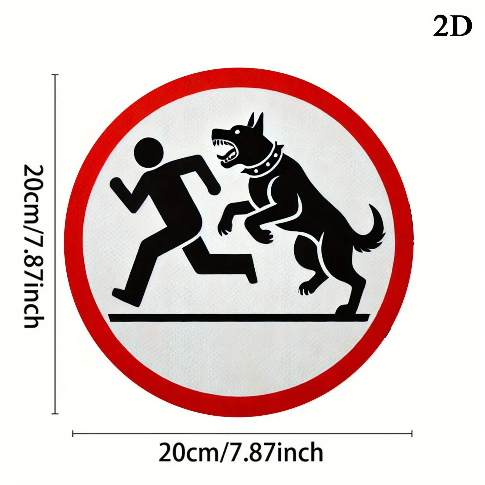 1pc 7.8x7.8in Round Aluminum Wall Art - Large Dog Warning Sign with Running Figure & Red Circle, Durable 2D Metal Decor for Home