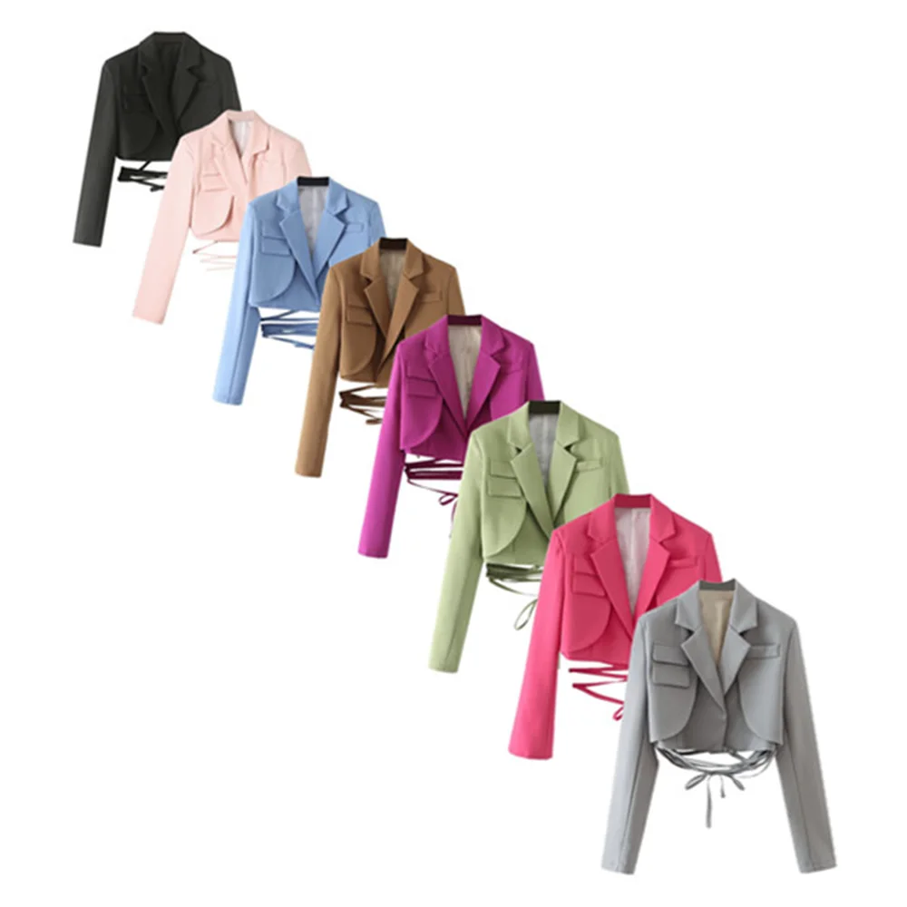 

PB&ZA2024 autumn new women's clothing temperament commuting simple and versatile solid color long sleeved short rope suit jacket