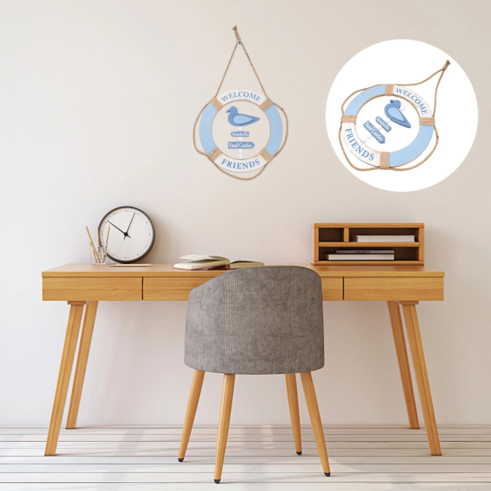 

Wooden Life Ring Wall Hanging Decor Door Ornament Home Party Holiday Decoration Shop Window Pendant Indoor Outdoor Use