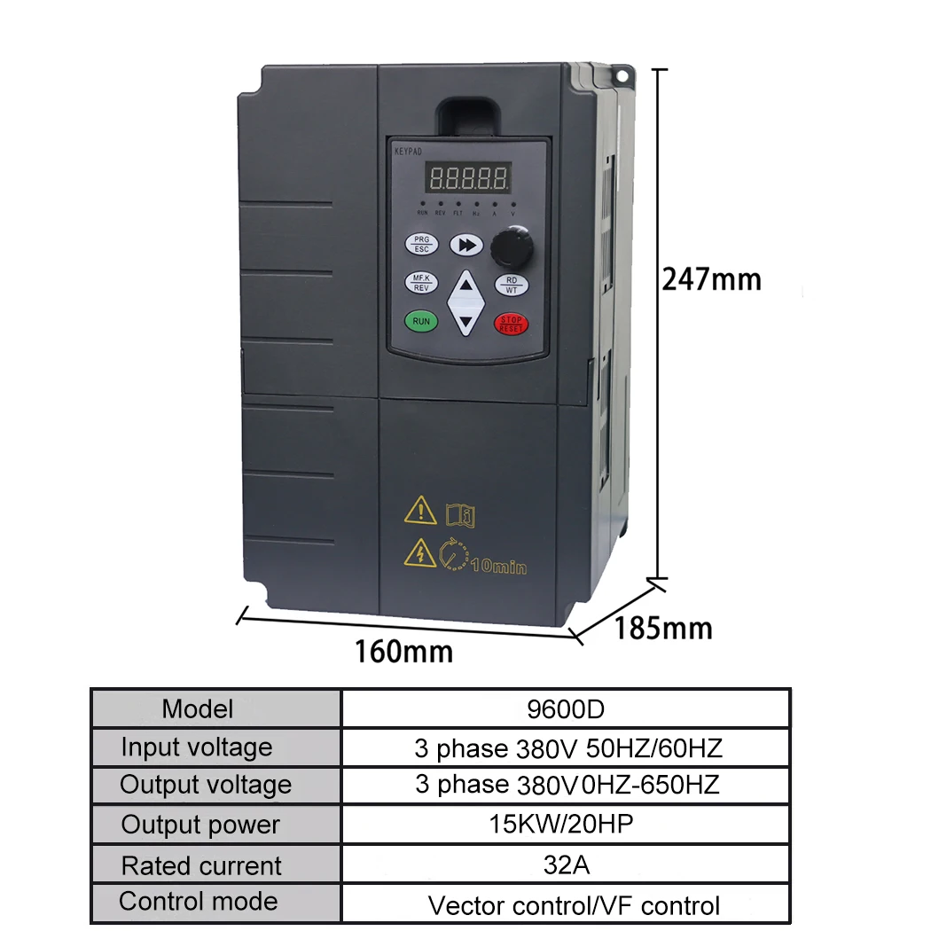 Imagem -02 - Inversor de Frequência 15kw Vfd 20hp 3ph Saída de Controle de Velocidade 380v 32a 500hz Acionador do Motor Vfd para Torno Fases Motor Assínnico