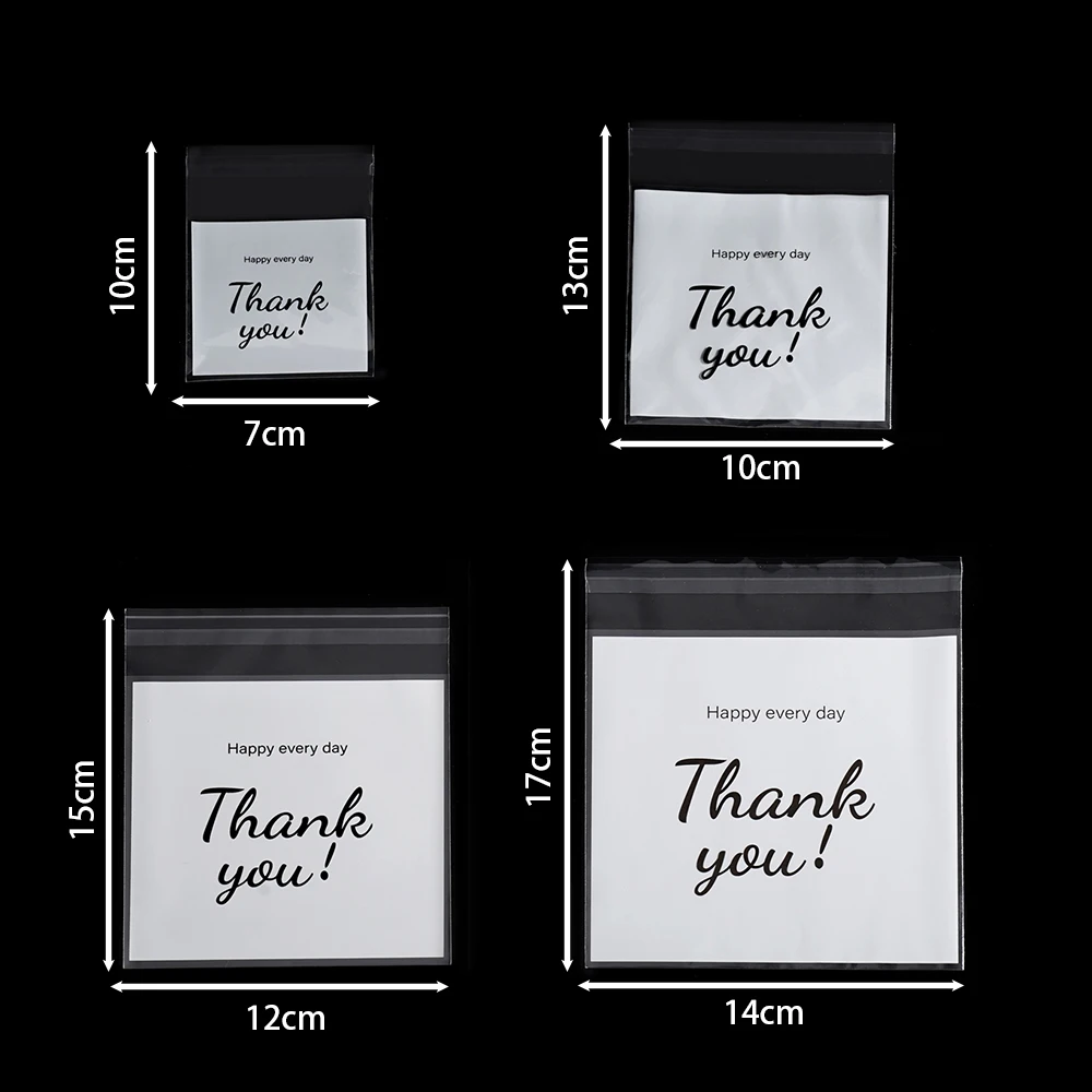 100pcs/lot Plastic Bags Thank you Self-Adhesive Bags for Homemade Party Gifts Beads Earrings Bag DIY Jewelry Packaging Bag image 2