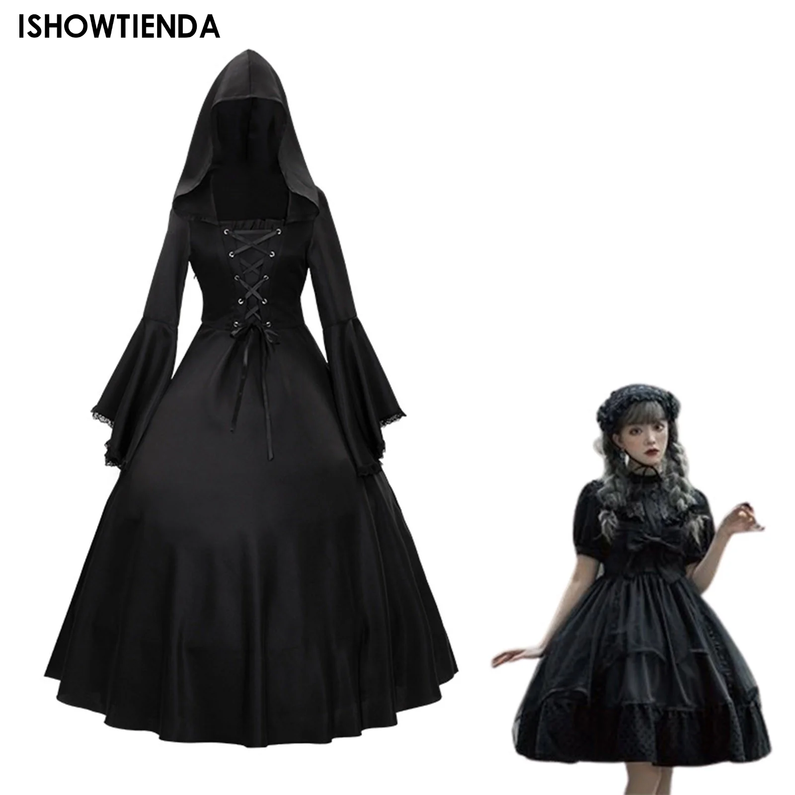 Halloween Cosplay Costume Gothic Vintage Dress Ghost Pumpkin Dresses Medieval Ghost Bride Vampire Clothing Halloween For Women