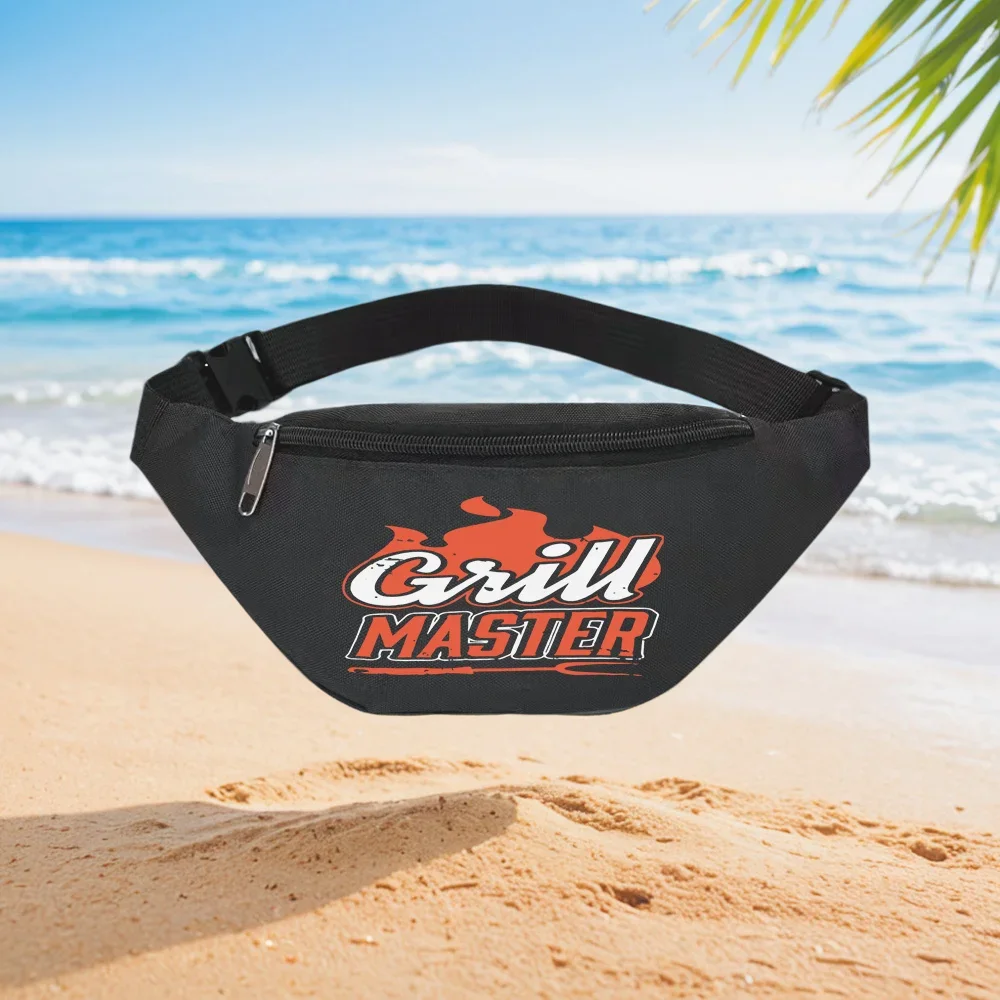 Grill Master Fire Flame Design Waist Backpack Crossbody Chest Bag Street Casual Sporty Fashionable Simple Unique Printed Design