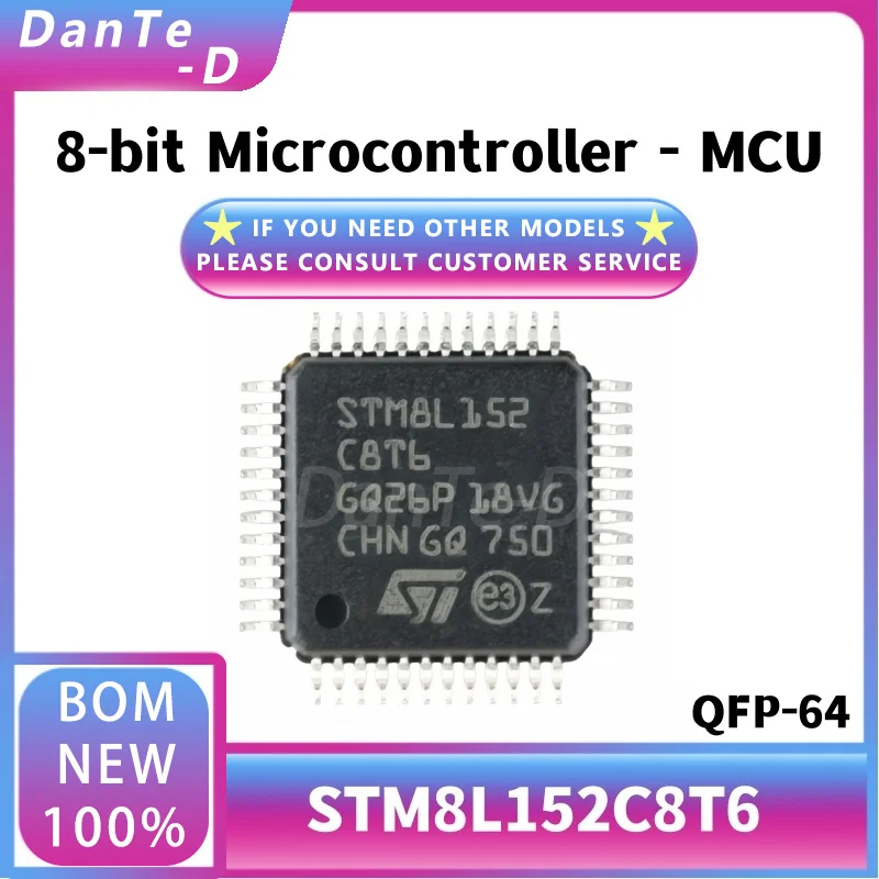 STM8L152C8T6 LQFP-48 16MHz 64KB Flash 8-bit Microcontroller-MCU