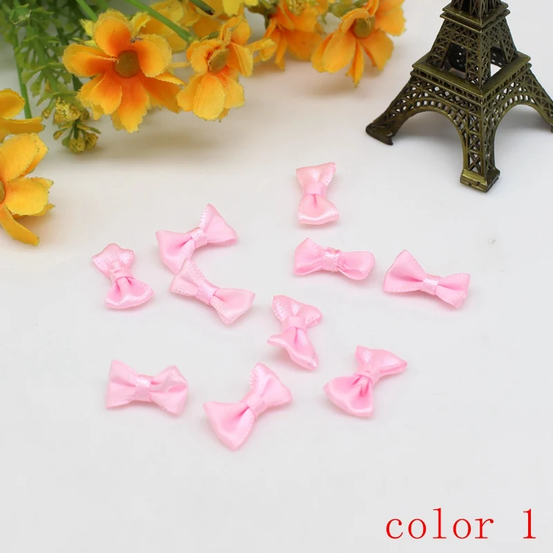 50/100 Stück 10mm-20mm Kleine Satinband-Schleifen Blumenapplikationen zum Nähen Bastelschleifen für Hochzeiten Partys DIY-Dekorationen – Detail 5