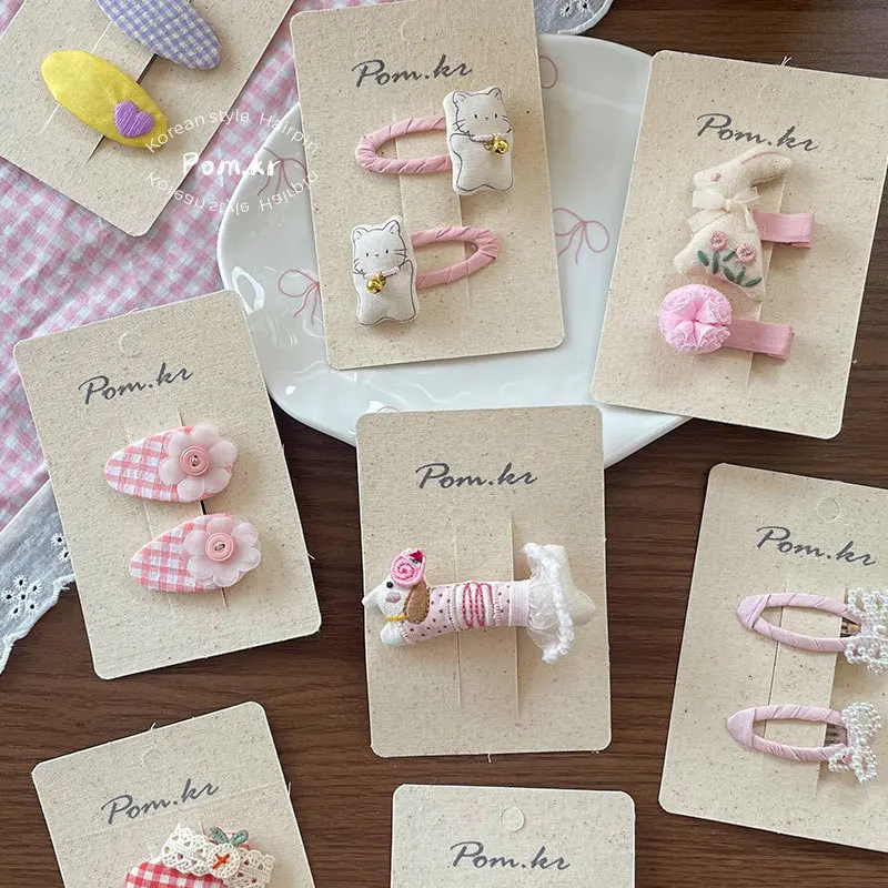 Bunny Hair Clip 1PCS/2PCS Korean Style Pastel Pink Fabric Side Clips Adjustable Bangs Barrettes for Girls Thin Hair Gentle